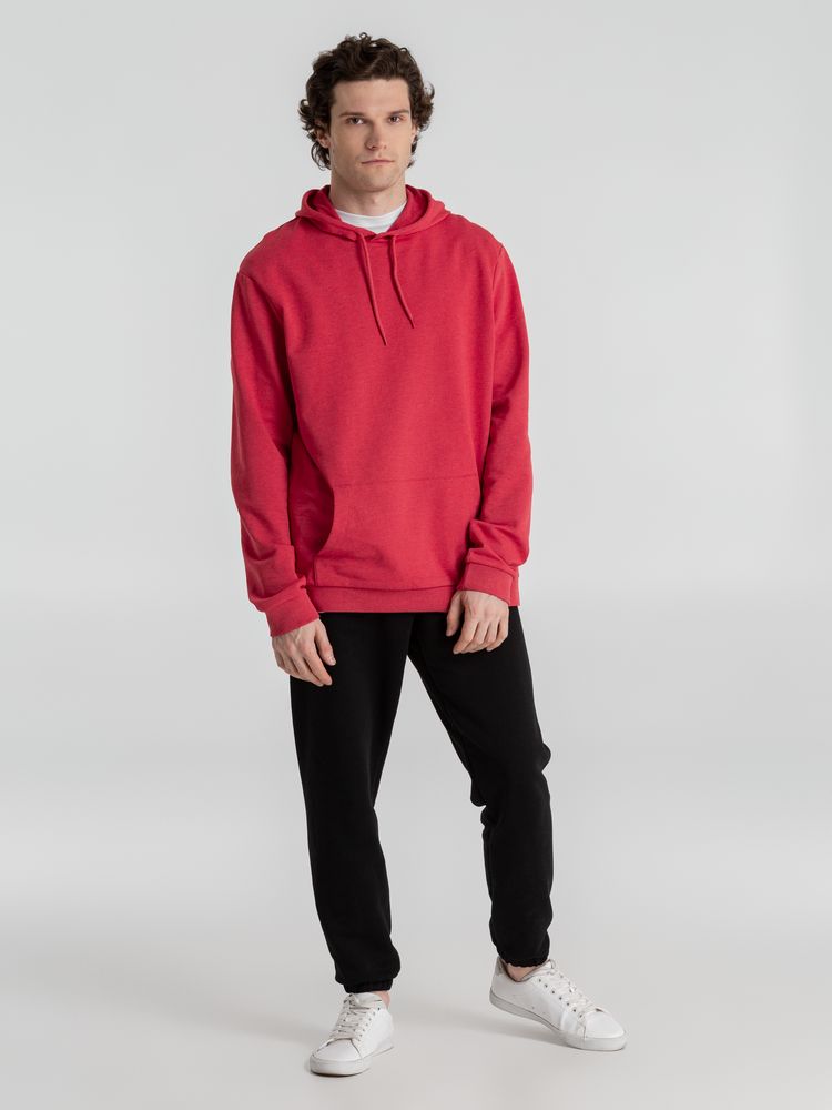 Толстовка с капюшоном унисекс Hoodie, красный меланж — изображение 10