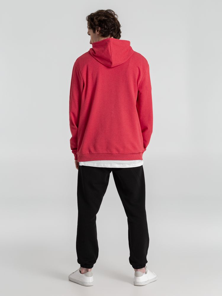 Толстовка с капюшоном унисекс Hoodie, красный меланж — изображение 11