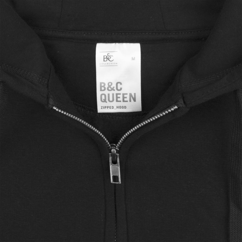 Толстовка на молнии с капюшоном женская Queen, черная — изображение 4